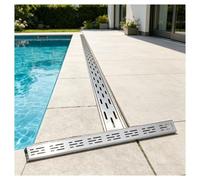 ZHZHXR Caniveau de Drainage en Acier Inoxydable 304, Siphon de Sol Salle Bain en Acier Inoxydable Brossé Anti Bouchage pour Terrasses, Balcons, Jardins, et Cours Intérieures(190x3.5x3cm)