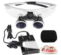 ZHZWwansuGE Loupe Binoculaire Dentaire, Grossissement 2,5X/3,5X, avec Lampe Frontale 5W + Filtre, Distance De Travail 320-420mm, Loupe Frontale pour Laboratoire Dentaire Silver-3.5X