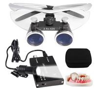ZHZWwansuGE Loupe Binoculaire Dentaire, Grossissement 2,5X/3,5X, avec Lampe Frontale 5W + Filtre, Distance De Travail 320-420mm, Loupe Frontale pour Laboratoire Dentaire Silver-2.5X
