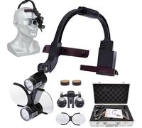 ZHZWwansuGE Loupes Dentaires 2,5X/3,5X, Loupe Buccale À Fixation Frontale, avec Double Éclairage LED 5w Et 2 Batteries, Angle Réglable, pour La Dentisterie Et L'utilisation en Laboratoire. 3.5X