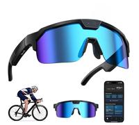 ZHZWwansuGE Lunettes Intelligentes IA, Caméra 8 MP, Protection UV Et Polarisation, Bluetooth, Compatible ChatGPT/Enregistrement/Traduction Synchrone, pour Appels À Vélo en Extérieur Blue