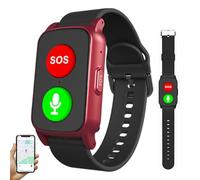 ZHZWwansuGE Montre Connectée 4G, avec Détection des Chutes, Bouton SOS, Géolocalisation GPS, Longue Autonomie, Suivi en Temps Réel, Étanche, Bracelet Connecté pour Seniors. Red