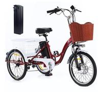 ZHZWwansuGE Tricycle éLectrique Adulte 20″ (7 Vitesses), Batterie Amovible 48V 12Ah (Autonomie : 40 Km), 3 Modes De Conduite, avec Klaxon Et Phare LED, Les DéPlacements Quotidiens Et Les Courses. A