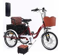 ZHZWwansuGE Tricycle éLectrique Adulte 20″ (7 Vitesses), Batterie Amovible 48V 12Ah (Autonomie : 40 Km), 3 Modes De Conduite, avec Klaxon Et Phare LED, Les DéPlacements Quotidiens Et Les Courses. D