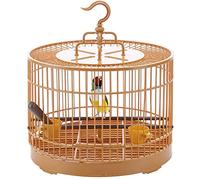 ZHZXBDGQ DIY Retro Cage à oiseaux ronde avec 2 supports, 2 gobelets, 1 cuillère, DIY facile à assembler, cage respirante pour perroquet, cage de voyage ronde pour petits oiseaux