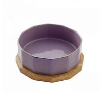 ZHZXBDGQ Gamelle en céramique pour chien, avec sous-couche antidérapante en bois de chêne, non toxique/sans goût/sans danger, pour eau ou nourriture, pour chiens et chats, rose, 16 cm