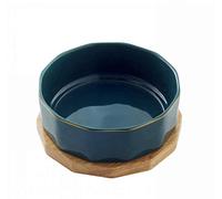 ZHZXBDGQ Gamelle en céramique pour chien, avec sous-couche antidérapante en bois de chêne, non toxique/sans goût/sans danger, pour eau ou nourriture, pour chiens et chats, vert, 18,5 cm