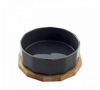 ZHZXBDGQ Gamelle en céramique pour chien, avec sous-couche antidérapante en bois de chêne, non toxique/sans goût/sans danger, pour eau ou nourriture, pour chiens et chats, gris, 18,5 cm