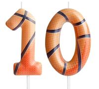 Zi Lan Bougies d'anniversaire de basket-ball pour 10e anniversaire - Bougies de gâteau sur le thème du basket-ball marron - Décorations de gâteau d'anniversaire pour garçon, fille, enfant