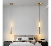 Zi Yang Lampe Suspendue,LED Chambre Chevet Design Moderne Lampe à Suspension Table à Manger 5W Réglable en Hauteur Luminaire Suspensions Aluminium 3000K Lustre pour Salon Salle à Manger,d'or
