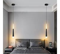 Zi Yang Lampe Suspendue,LED Chambre Chevet Design Moderne Lampe à Suspension Table à Manger 5W Réglable en Hauteur Luminaire Suspensions Aluminium 3000K Lustre pour Salon Salle à Manger,Noir