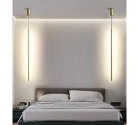 Zi Yang LED Nordique Longue Lampe à Suspension Moderne Minimaliste Chambre Table de Chevet Cuisine Le Salon Bureau Café Grenier Bar Le Lampe Suspendue Lampe Suspendue Lumière Chaude 3000K,d'or,80CM
