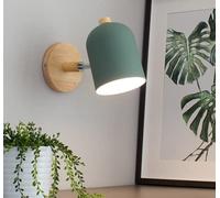 Zi Yang Nordic Bois Applique À l'intérieur Simple Applique Fer à Repasser Chambre Lampe de Chevet Moderne Spot Mural éclairage Salon escalier décoration Eclairage Mural Douille E27 40W Maximum,Vert