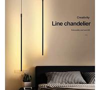 Zi Yang Suspension Luminaire Long Tube Lampe Suspendue Noir Grenier Chambre Salon Cuisine Lustre Moderne à LED Lampes à Suspension avec Décorations Industriel 3000K lumière Chaude,80CM