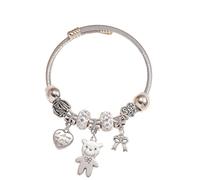 ZIAFRPN 1PC Femmes Mode Pan Famille Multi Élément Amour Arc Ours Perles Bracelet Rendez-Vous Voyage Banquet Fête Vacances Habillage Cadeau