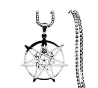 ZIAFRPN 2024 Mode Étoile À Sept Branches Sorcellerie en Acier Inoxydable Colliers Femmes Protection Collier Bijoux Cadenas Mujer N550S02