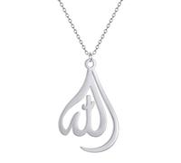 ZIAFRPN Acier Inoxydable Classique Arabe Dieu Allah Art Ligne Collier pour Femmes Simple Clavicule Colliers Tour de Cou Chaînes Mode Amulettes Bijoux Cadeaux