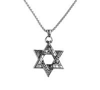 ZIAFRPN Acier Inoxydable Etoile de David Pendentif Hexagonale Etoile Judaïsme Symbole Collier Personnalité Bouclier De David Amulette Bijoux