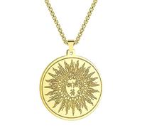 ZIAFRPN Acier Inoxydable Grec Ancien Dieu du Soleil Hélios amulette Pendentif Collier breloque pour Hommes et Femmes Accessoires de fête