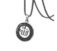 ZIAFRPN Allah Collier pour Hommes Couleur Or Rond Pendentif Collier Bijoux amulette musulmans Cadeaux