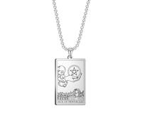 ZIAFRPN Amulette Pentacles Tarot Carte Pendentif Boîte Chaîne Collier Hommes Bijoux Accessoires Colliers Dorés Noir