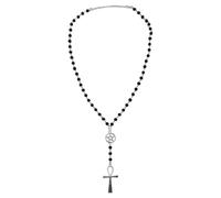 ZIAFRPN Ankh et Pentagramme Chapelet Collier, Chapelet Perles Noires Charme Bijoux pour Femmes Cadeau Mode Simple Bijoux
