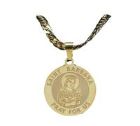 ZIAFRPN Archange Sainte Barbe Prier pour Nous Collier pour Femmes Hommes Or Couleur Or INOX amulette médaille chaîne Bijoux colares N3017