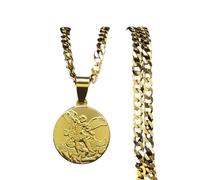 ZIAFRPN Archangel Saint Collier Chaîne en Acier Inoxydable pour Femmes/Hommes Or Couleur Colliers Bijoux colier Homme NK62S02