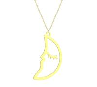 ZIAFRPN bijoux croissant de lune visage connecteur pendentif collier pour femmes filles lune visage charme cou chaîne esprit totem cadeau