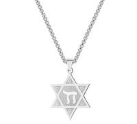 ZIAFRPN Bijoux étoile de David Collier juif Chai Kabbale Pendentif Collier Lettre hébraïque Collier pour Femmes Hommes Cadeau Cadeau