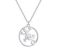 ZIAFRPN Bijoux Lucky Lizard Gecko Collier Femmes Argent Chaîne Pendentif Mode Faune Reptile Bijoux Cadeau Cadeau
