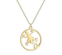 ZIAFRPN Bijoux Lucky Lizard Gecko Collier Femmes Argent Chaîne Pendentif Mode Faune Reptile Bijoux Cadeau Cadeau