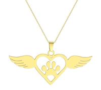 ZIAFRPN Bijoux Minuscule Patte Impression Coeur Ailes Pendentif Collier pour Les Femmes Fille Laser Cut Pet Charm Memorial Cou chaîne Cadeau