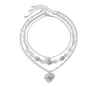 ZIAFRPN Boho Love Pendentif Collier Femmes 2025 Multicouche Or Couleur Imitation Perle Fille Mode Couple Bijoux de Mode