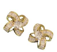 ZIAFRPN Boucles d’Oreilles Fleur gracieuses pour Les Femmes Accessoires de Style coréen à la Mode avec des Bijoux de Couleur Or Vif pour Les fiançailles