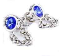 ZIAFRPN Boutons de Manchette en Cristal Bleu, Clous de Manches en chaîne, Boutons de Chemise française pour Homme