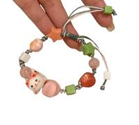ZIAFRPN Bracelet chat en céramique fraîche Maneki Neko Bracelet charmant chanceux pour chat perle Bracelet cadeaux pour enfants Adulte Hommes Femmes