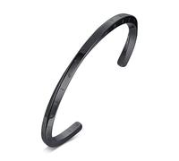 ZIAFRPN Bracelet manchette amulette nordique en acier inoxydable plaqué IP noir, largeur 4 mm, périmètre 15 cm, talisman scandinave nordique pour homme et femme