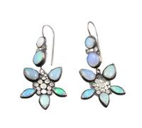 ZIAFRPN Breloque Goutte d’Eau Rond géométrie Boucles d’Oreilles Pierre Bleue Argent Couleur Boucles d’Oreilles pour Femmes Bijoux de fiançailles de Mariage