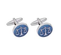 ZIAFRPN Bureau OL Avocat Échelles De Justice Avocat Droit Juridique Paire Boutons De Manchette Bleu Émail Court Logo Balance Au Soleil Boutons De Manchette