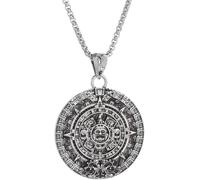 ZIAFRPN Calendrier solaire rétro Mystérieux Civilisation Maya Motif Pendentif Collier pour Hommes et Femmes Chanceux Mode Bijoux Cadeau félicitations cadeaux