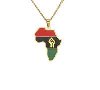 ZIAFRPN Carte Africaine Poing Symbole Pendentif Collier Pays Ethiopie Drapeau Carte Colliers Lives Matter Bijoux Ethniques