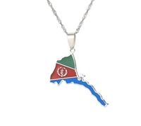 ZIAFRPN Carte de l’Érythrée Drapeau Pendentif Colliers Minces pour Les Femmes Filles Bijoux de Couleur Or Carte Africaine de l’érythrée Collier