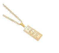 ZIAFRPN Casual Collier Pendentif 100 Dollar américain Motif Hip Hop Rock Tendance Homme Collier Personnalité Million Dollar Bill Pendentif Punk Mode Bijoux Cadeau Bijoux