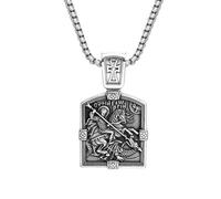 ZIAFRPN Casual Collier Pendentif Vintage Grand Dragon St George Pendentif pour Hommes Croix Biker Collier Talisman Bijoux Cadeau Bijoux