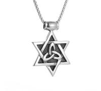 ZIAFRPN Casual Collier Pendentif Vintage Irlandais Celtique Trinité Noeud Pendentif Judaïsme Etoile de David Amulette Collier Hommes Femmes Salomon Bijoux Tantriques Bijoux