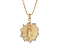 ZIAFRPN Catholique carré pendentif collier pour hommes femmes chrétienne religieuse prière amulettes bijoux cadeaux félicitations cadeaux