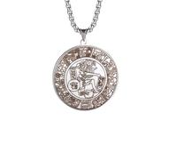 ZIAFRPN Cercle Maya Mexicain Hiéroglyphe (Maya) Pendentifs Collier Hommes Bijoux Talisman Collier