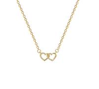 ZIAFRPN Chaîne en Acier Inoxydable Couleur Or Romantique Zircon Double Coeur Pendentif Colliers pour Femmes Filles délie Accessoires Cadeaux