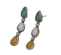 ZIAFRPN Charme Mode Goutte d’Eau Femmes Couleur Argent Blanc Vert Jaune Pierre Boucles d’Oreilles Bijoux de fête Cadeaux